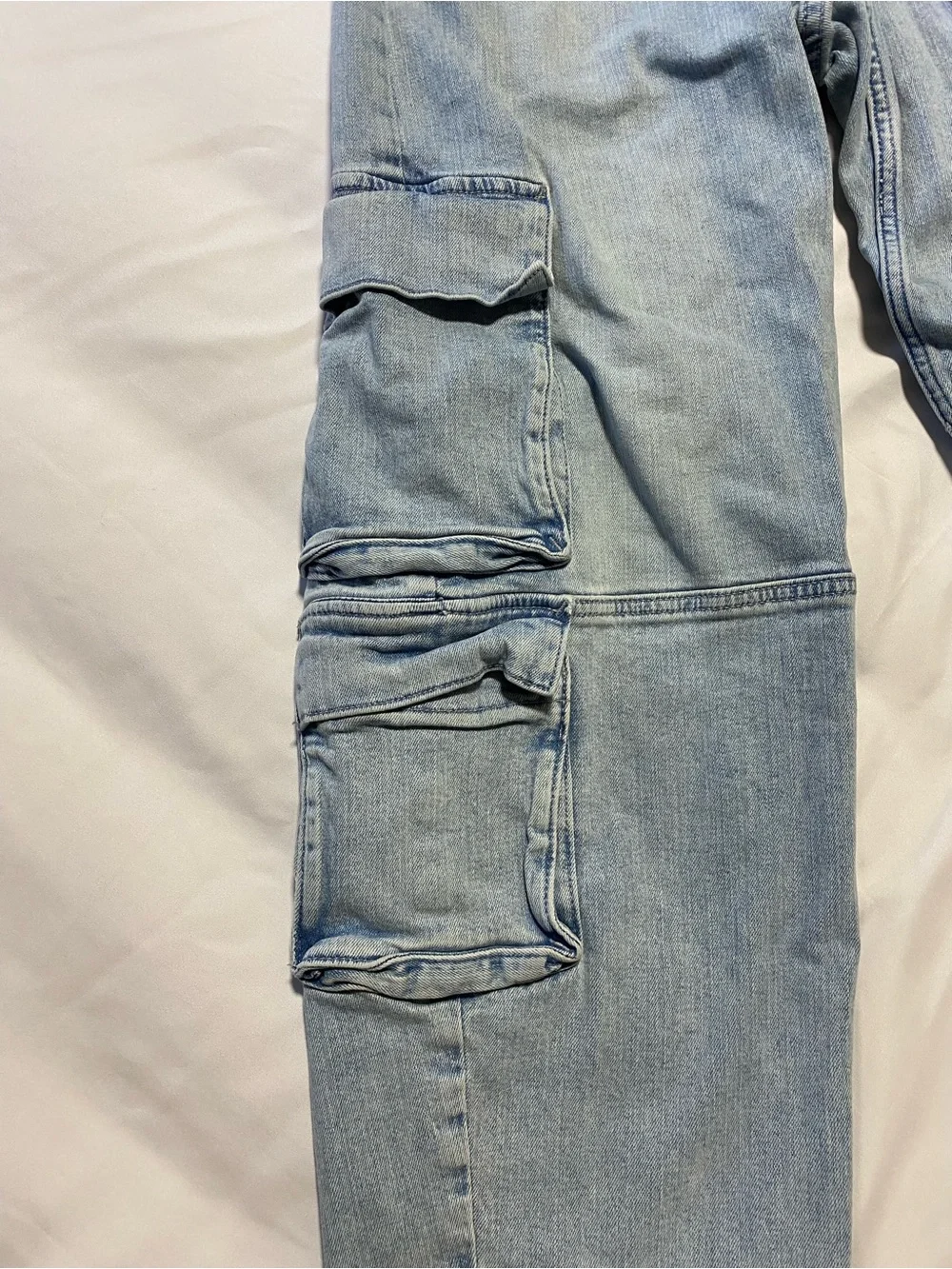 Hollister Baggy Light Blue Straight Cargo Jeans for Men
